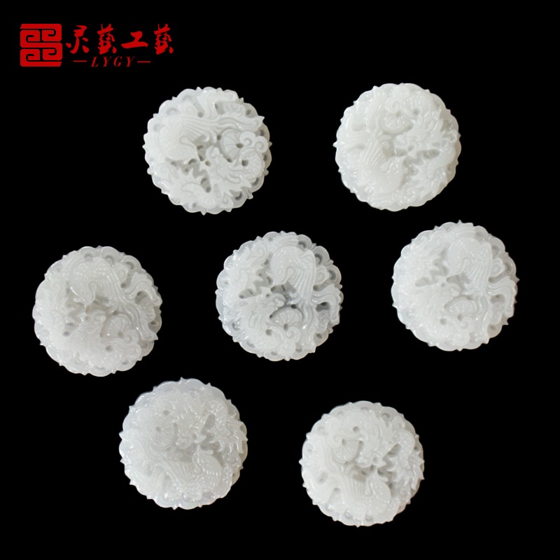 龍鳳呈祥龍鳳牌天然玉石阿富汗玉殯葬用品骨灰盒隨葬白事殯葬用品-細節圖3