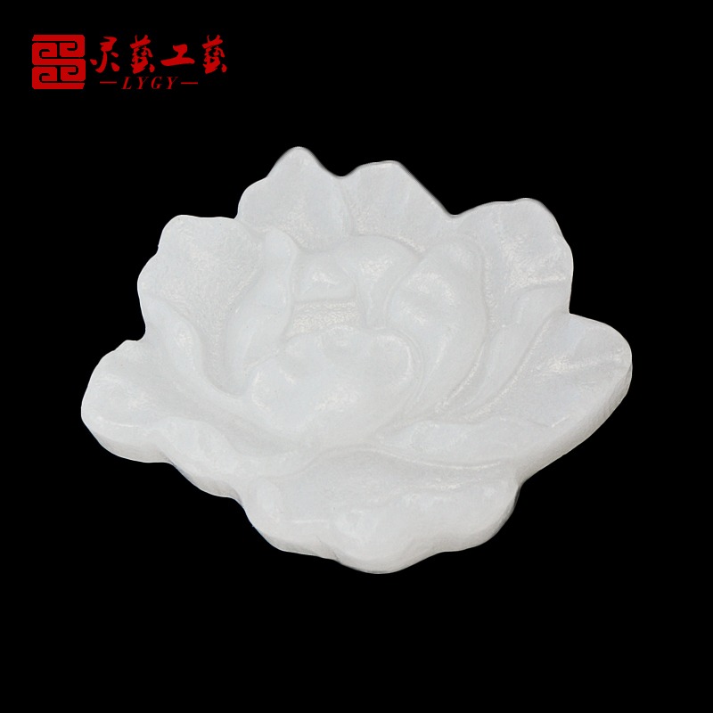 天然玉石漢白玉荷花蓮花擺件殯葬用品助運骨灰盒隨葬殯葬用品下葬-細節圖2