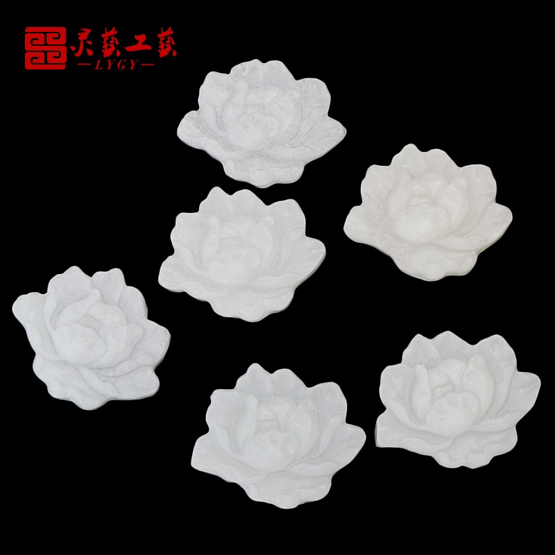天然玉石漢白玉荷花蓮花擺件殯葬用品助運骨灰盒隨葬殯葬用品下葬-細節圖4