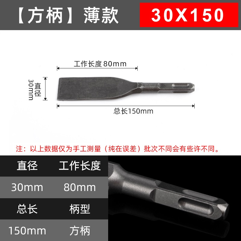 方柄四坑電錘混凝土沖擊鉆頭超薄加寬彎尖扁鑿子墻壁U型開槽鏟子-細節圖7