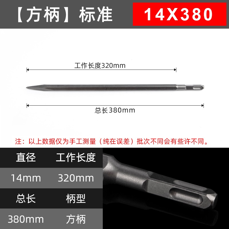 方柄四坑電錘混凝土沖擊鉆頭超薄加寬彎尖扁鑿子墻壁U型開槽鏟子-細節圖9