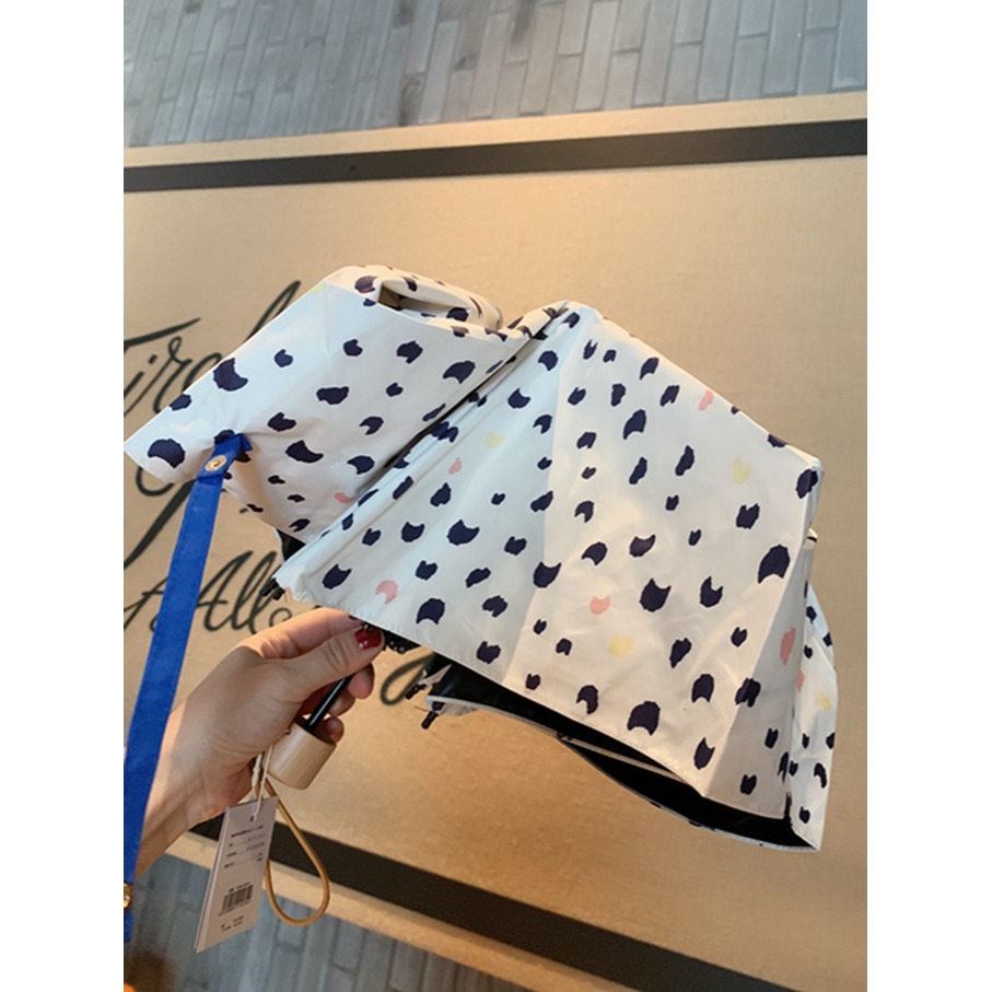 日單日本超輕黑膠防紫外線三折木柄外貿晴雨兩用太陽傘折疊傘外貿-細節圖4