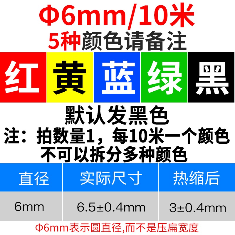 彩色熱縮管 加厚絕緣套管黑色收縮管電工電線電纜/3/4/5/6/8/10mm-細節圖8