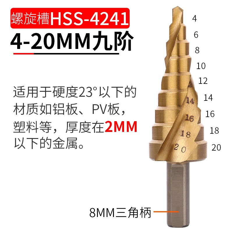 寶塔鉆頭萬能打孔擴孔器多功能德國階梯錐形型不銹鋼開孔器金屬鉆-細節圖10