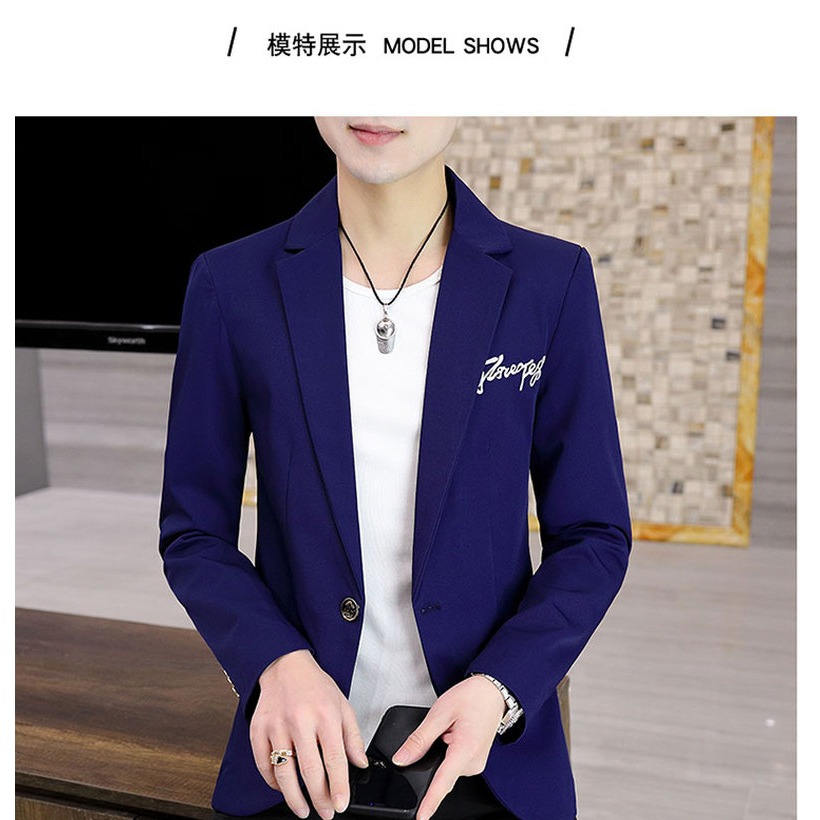 春秋季西服男士新款潮流休閑純色外套韓版修身單件上衣便服小西裝-細節圖10