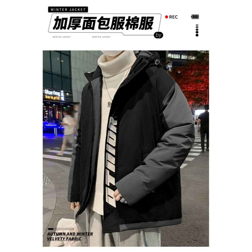 棉衣男士冬季2021新款寬松韓版潮流ins加絨加厚棉襖羽絨棉服外套-細節圖6