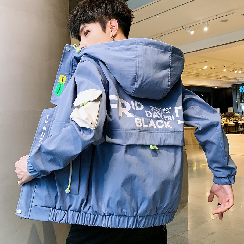 男士加絨加厚外套秋冬季潮牌工裝青少年學生2021新款羽絨棉服夾克-細節圖3