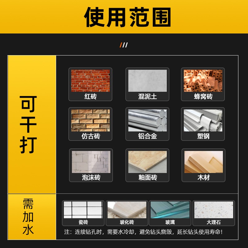 瓷磚鉆頭幹打霸王玻璃鉆頭混凝土硬質合金四刃十字三角鉆電鉆打孔-細節圖3