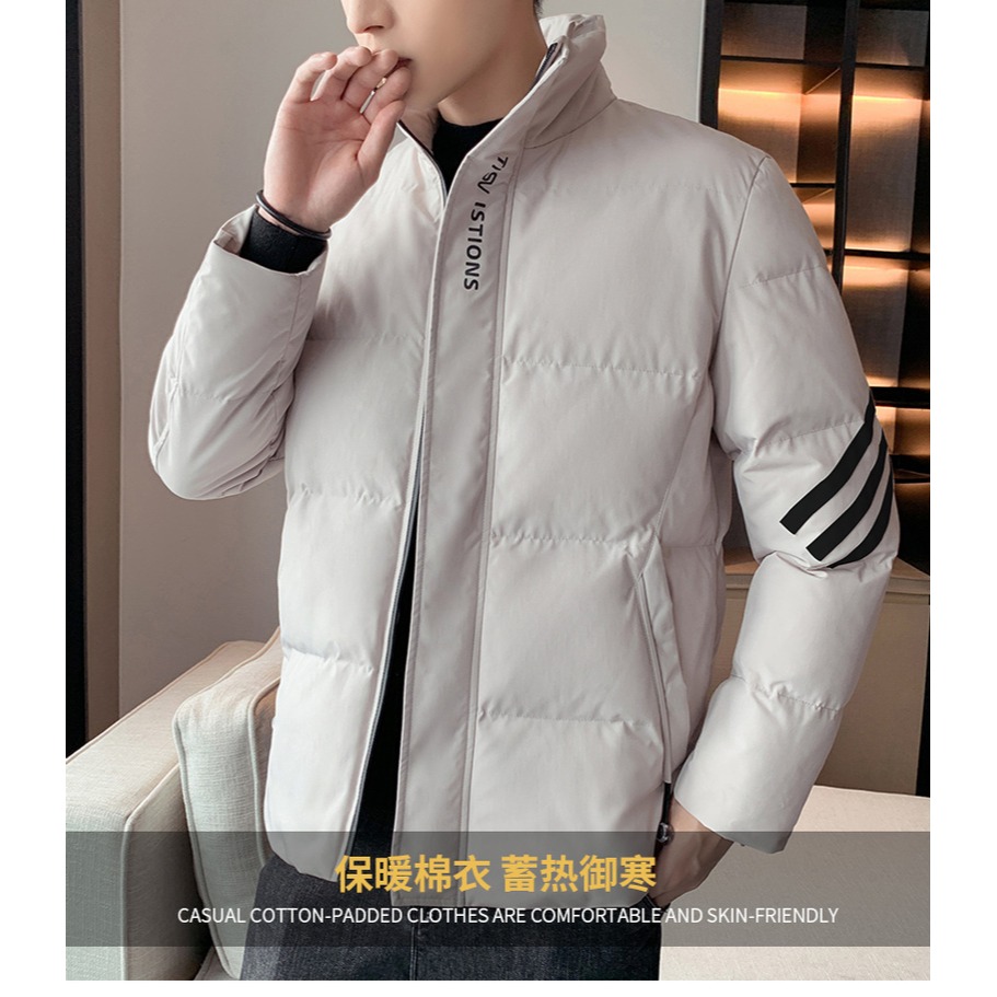 棉衣男士秋冬季外套2021新款棉襖子潮牌羽絨棉服加絨加厚冬裝衣服-細節圖6