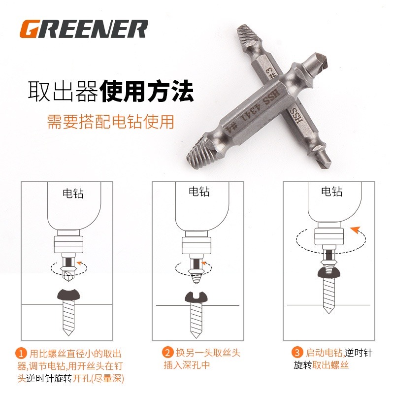 斷絲取斷頭螺絲取出器神器工具萬能取絲器專用滑絲反牙錐拆卸內絲-細節圖3