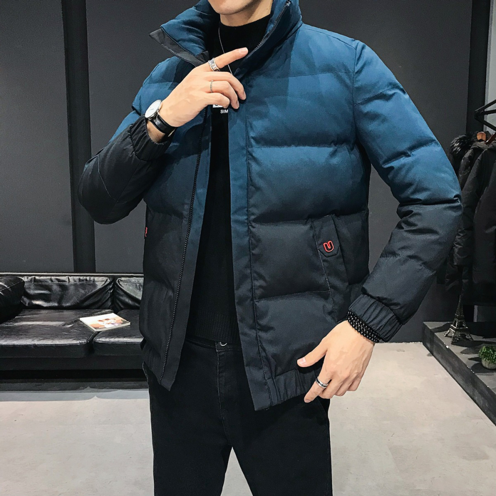 冬季外套男2021年新款棉衣短款漸變色冬裝加厚棉襖男裝羽絨棉服潮-細節圖5