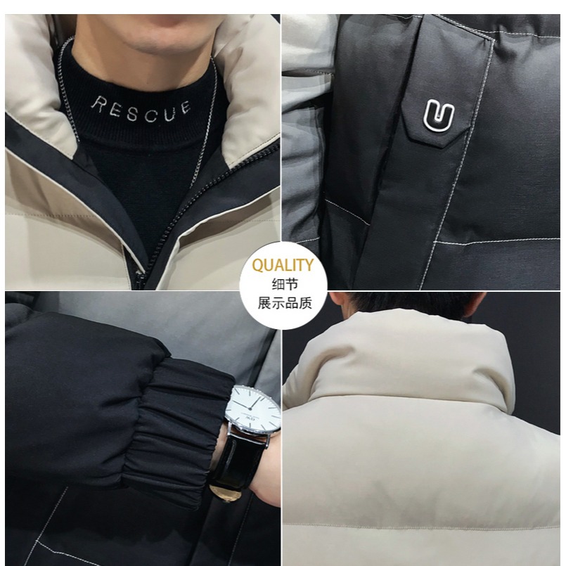 冬季外套男2021年新款棉衣短款漸變色冬裝加厚棉襖男裝羽絨棉服潮-細節圖8