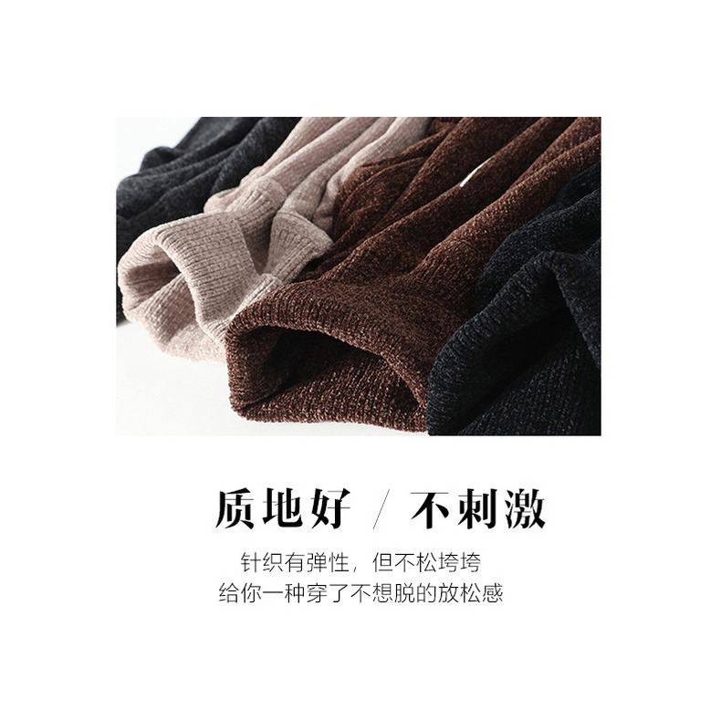 雪尼爾高領毛衣男秋冬季潮流韓版修身加絨加厚保暖帥氣針織打底衫-細節圖10