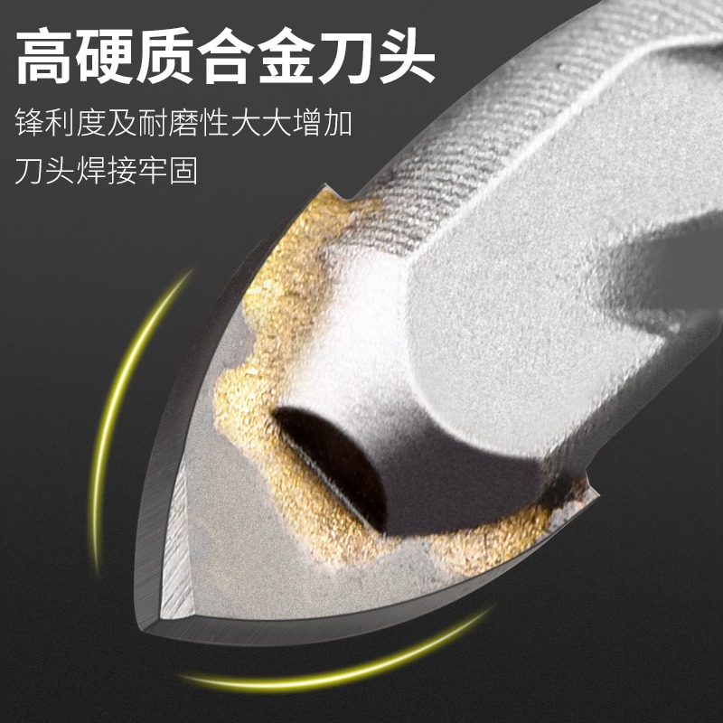 瓷磚專用電錘沖擊鉆兩坑兩槽三角鉆頭圓柄混凝土開孔器麻花多功能-細節圖2