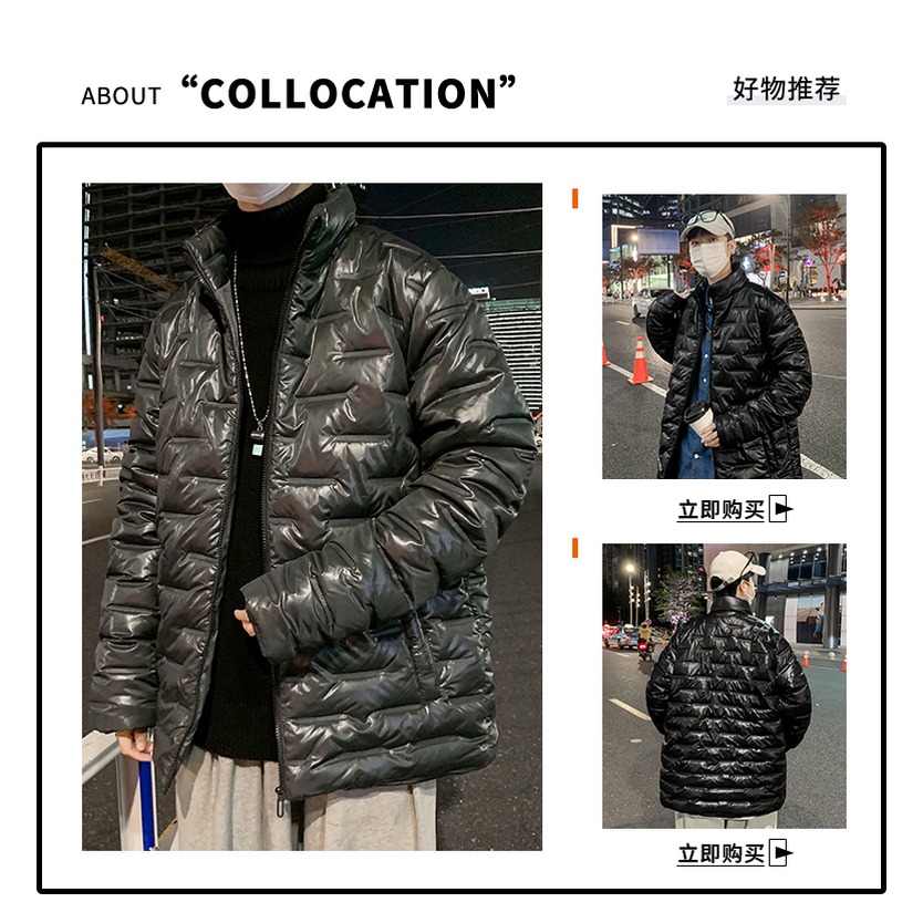 男士冬季輕薄款棉衣潮流保暖休閑羽絨棉服青少年短款立領冬裝外套-細節圖7