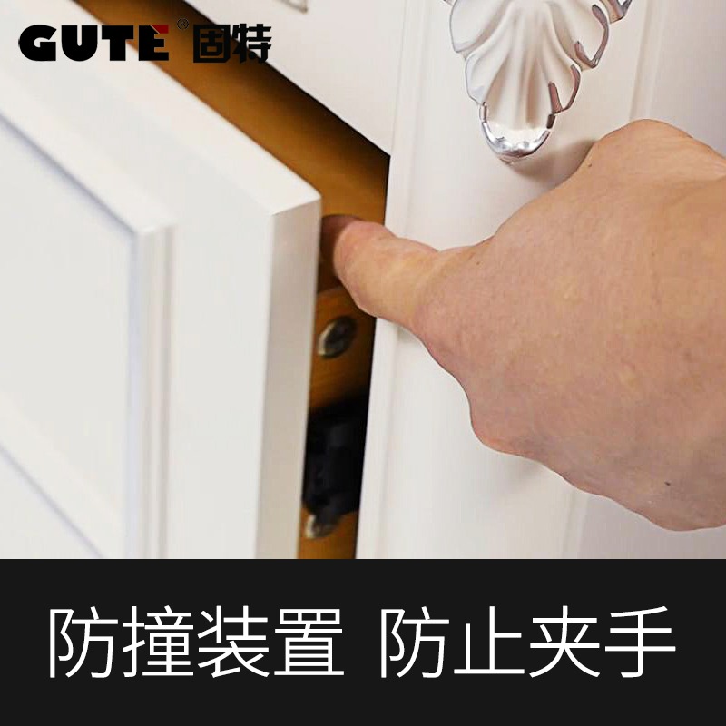 抽屜軌道黑色反彈滑軌抽屜反彈器按壓式自彈導軌三節按彈軌道-細節圖2