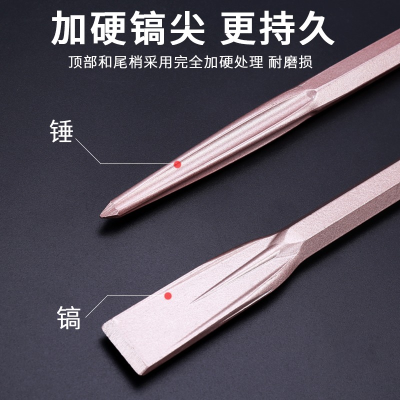 65A電鎬鑿子六角尖扁鎬頭鎬釬重型大電錘沖擊鉆頭加長合金扁鑿-細節圖4