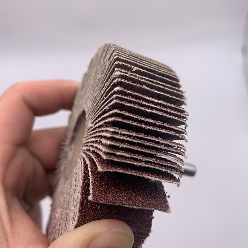 不銹鋼拋光輪帶柄百葉輪電鉆磨頭圓形小型砂布百葉磨頭千葉輪-細節圖2