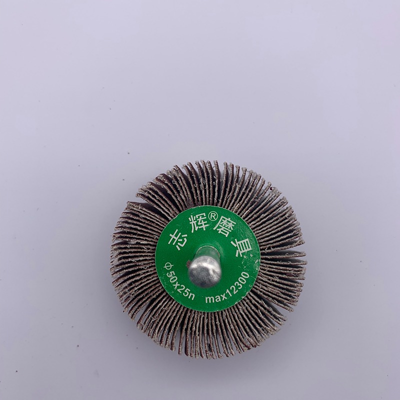 不銹鋼拋光輪帶柄百葉輪電鉆磨頭圓形小型砂布百葉磨頭千葉輪-細節圖4
