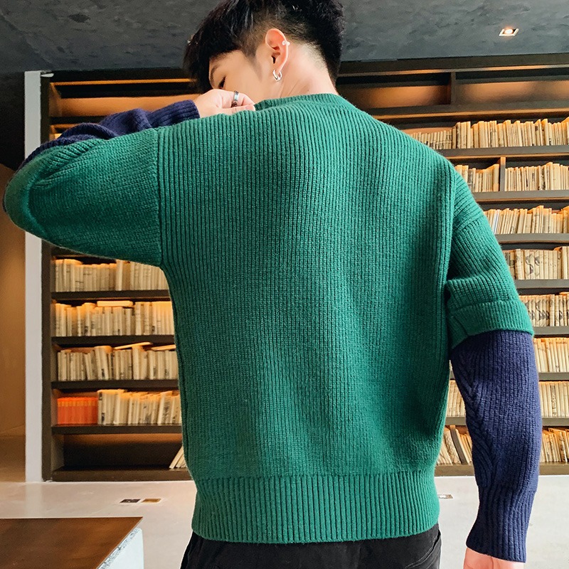 冬裝加厚半高領毛衣男士2021潮流針織衫線衣加絨打底衫男衣服ins-細節圖5
