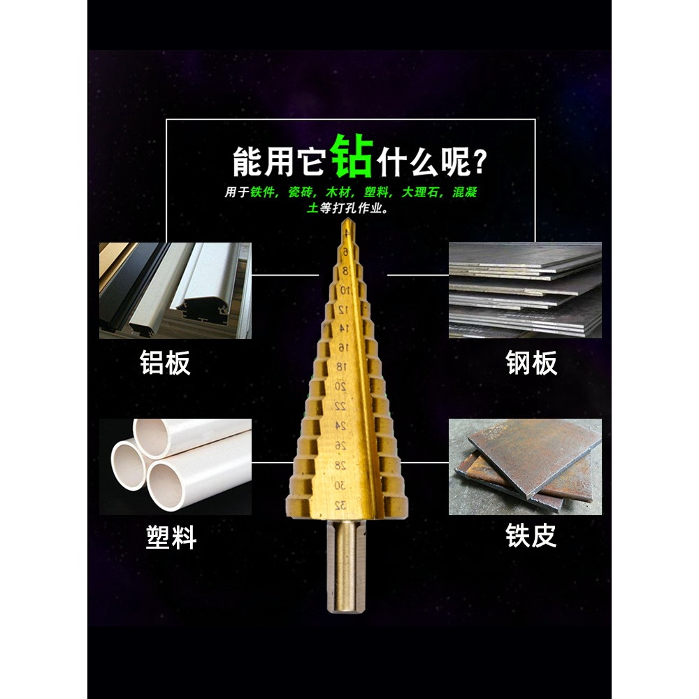 鉆頭金屬鐵板不銹鋼開孔螺旋階梯擴孔器寶塔萬能多功能打孔鋁膜-細節圖2