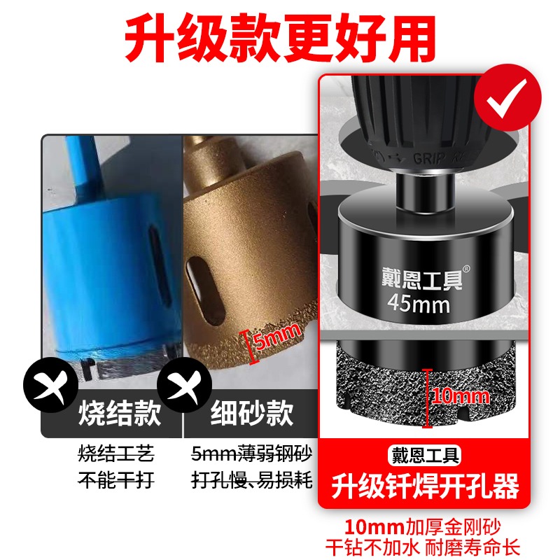 瓷磚開孔器大理石巖板電玻璃陶瓷鉆孔幹打全瓷鉆頭玻化磚打孔6mm-細節圖3