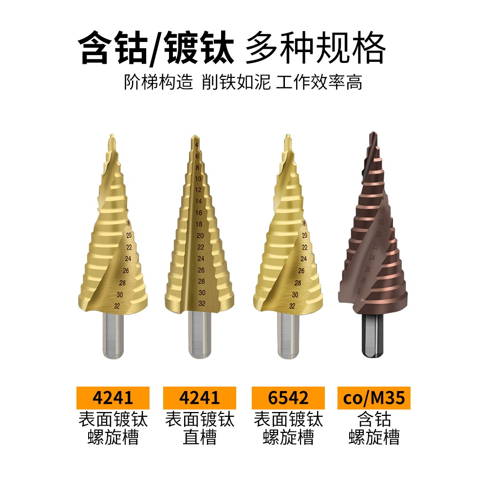 寶塔鉆頭多功能開孔器金屬高速鋼不銹鋼錐形萬能階梯鉆頭擴孔神器-細節圖2