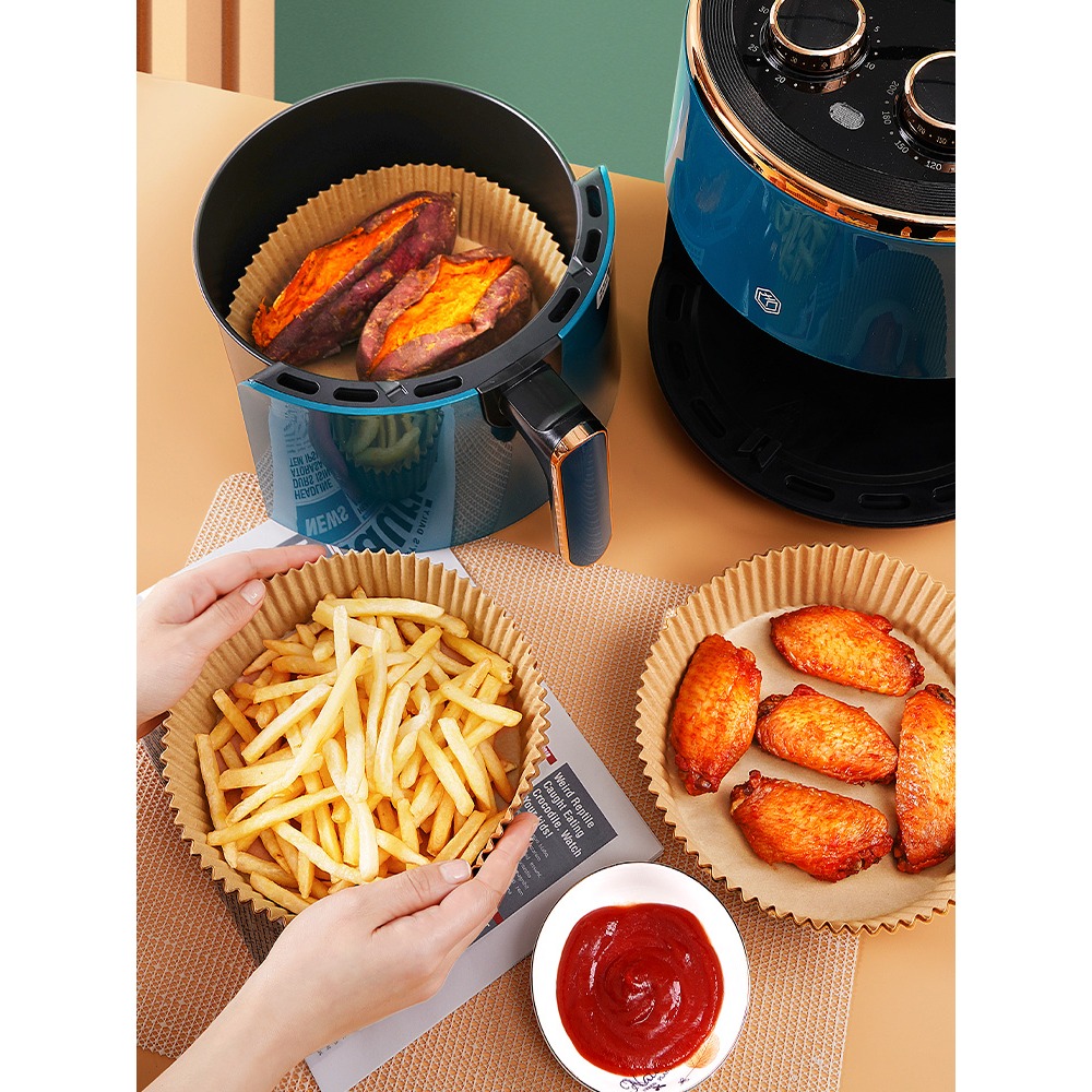 空氣炸鍋專用紙硅油紙盤紙託圓形吸油紙食物墊紙烤箱大號家用烘焙-細節圖4