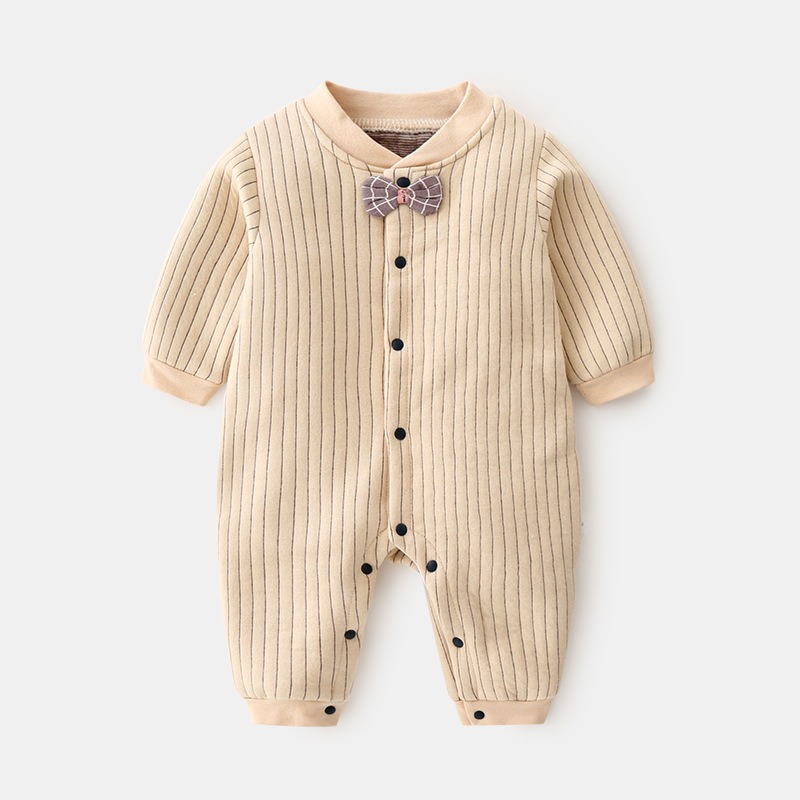 嬰兒夾棉哈衣女寶寶秋冬新款保暖睡衣新生兒衣服秋裝連體衣嬰幼兒-細節圖2