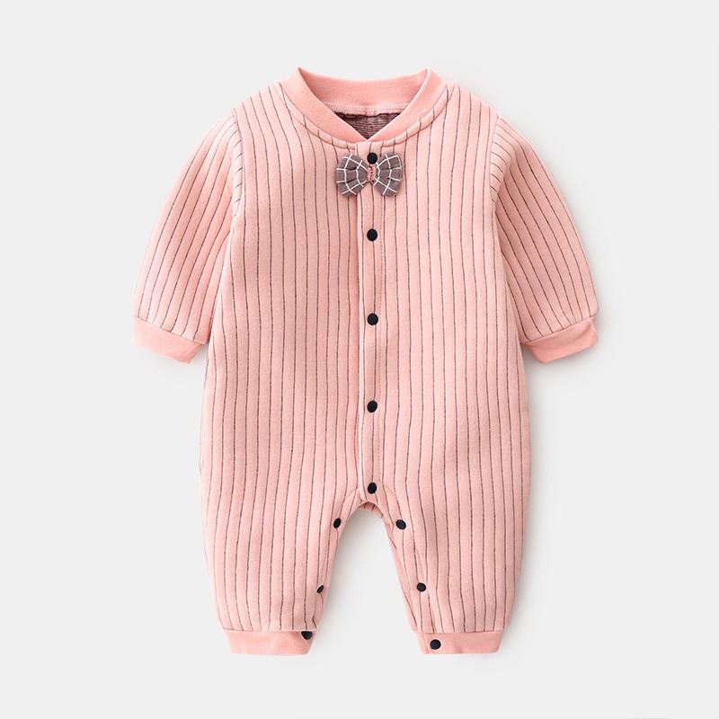 嬰兒夾棉哈衣女寶寶秋冬新款保暖睡衣新生兒衣服秋裝連體衣嬰幼兒-細節圖3