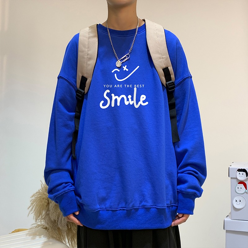 字母印花長袖衛衣男士ins港風潮流春秋季薄款大碼寬松百搭打底衫-細節圖3