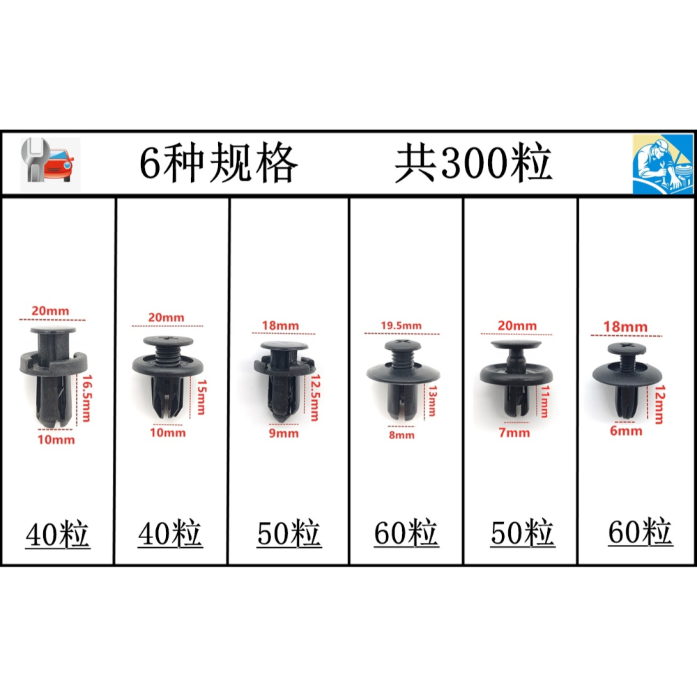 套裝通用型汽車塑料膨脹穿心釘螺絲卡扣卡子保險槓擋泥板葉子板-細節圖2