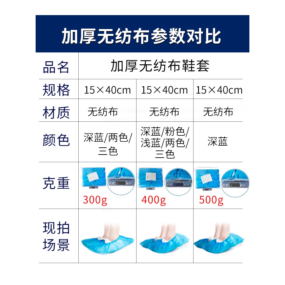 靚滌200只一次性加厚耐磨防塵室內無紡布鞋套學生機房透氣腳套-細節圖5