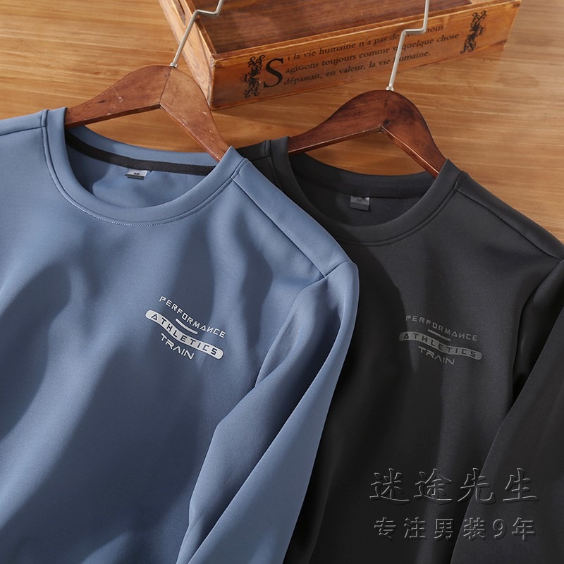 線下399！高彈羅馬布！輕運動可通勤秋冬新款男圓領套頭休閑衛衣-細節圖8