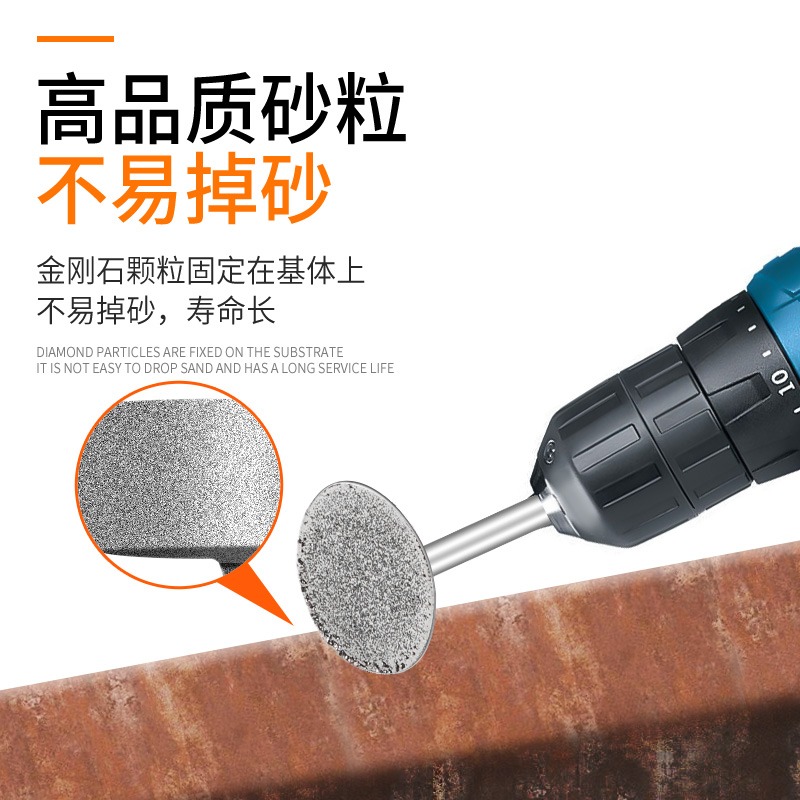 雕刻磨頭K針T型金剛石薄片玉雕工具勾鉈玉石磨針金剛石磨頭-細節圖2