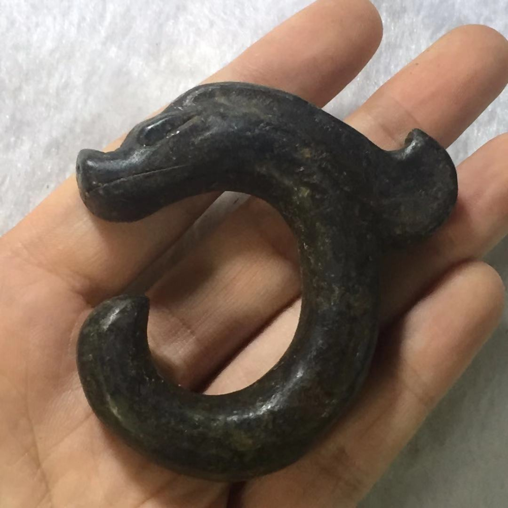 紅山文化仿古玉器古玩雜項高古玉老玉老物件龍鉤真品掛件收藏古董-細節圖6