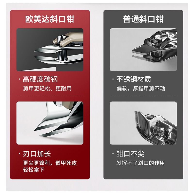 歐美達指甲刀大號斜口指甲鉗鷹嘴嵌甲甲溝專用尖口指甲剪平口單個-細節圖2