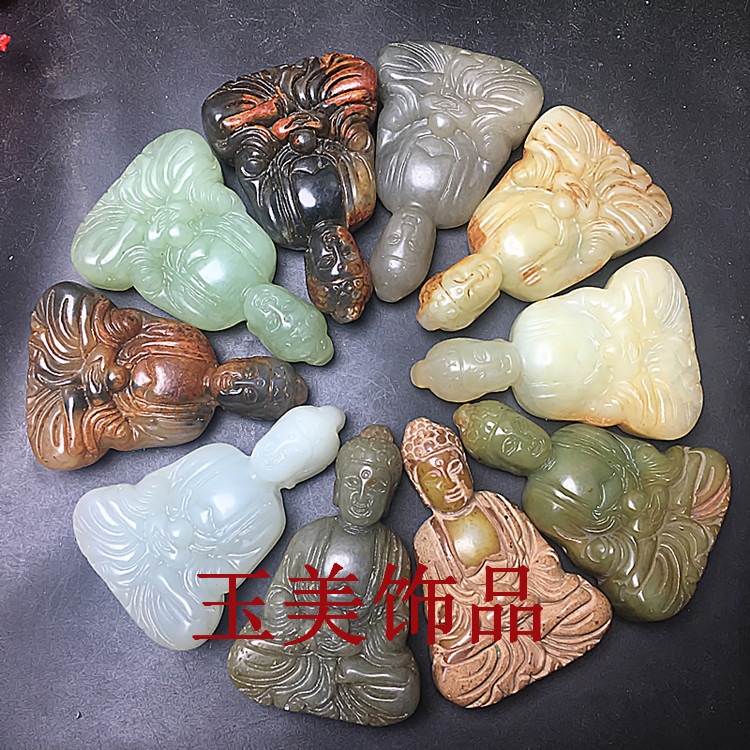 古玩雜項老玉古玉釋迦摩尼掛件高古玉岫玉古董仿古玉文玩把件-細節圖5