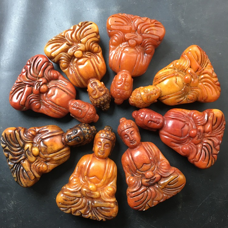 古玩雜項老玉古玉釋迦摩尼掛件高古玉岫玉古董仿古玉文玩把件-細節圖6