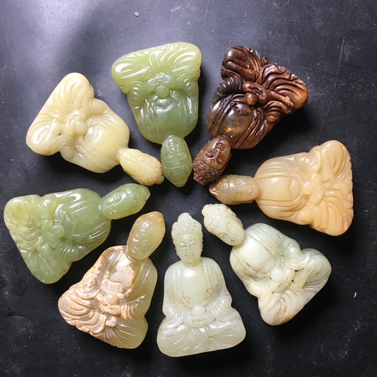 古玩雜項老玉古玉釋迦摩尼掛件高古玉岫玉古董仿古玉文玩把件-細節圖7