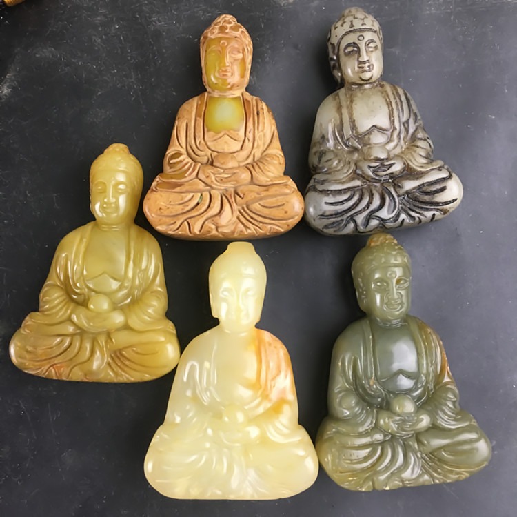 古玩雜項老玉古玉釋迦摩尼掛件高古玉岫玉古董仿古玉文玩把件-細節圖8