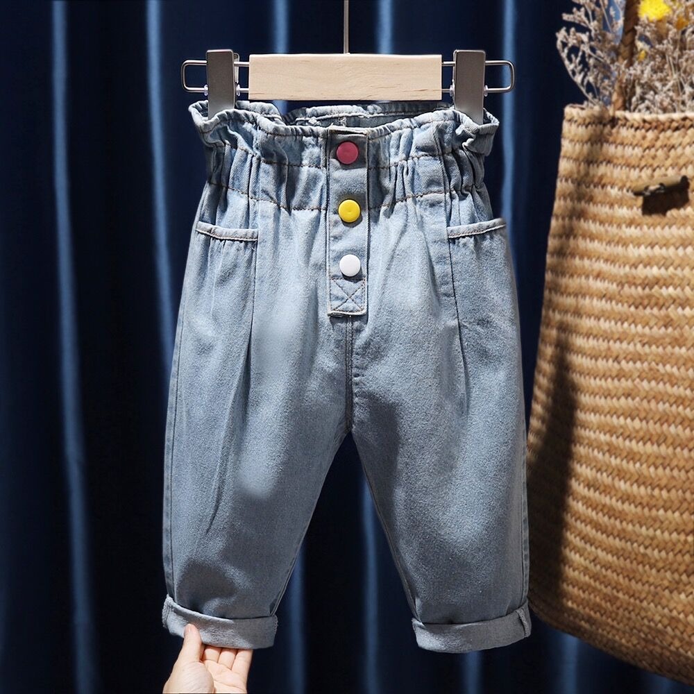 女童牛仔褲2020冬款洋氣韓版寬松簡約休閑百搭寶寶中小童直筒褲子-細節圖7