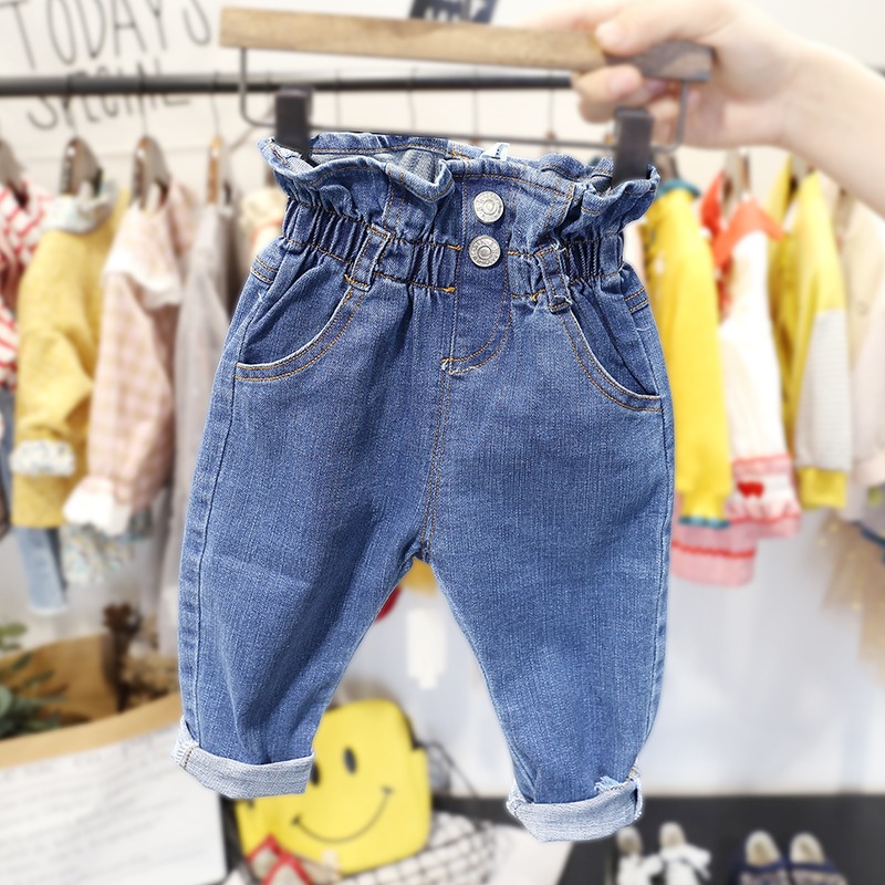 女童牛仔褲2020冬款洋氣韓版寬松簡約休閑百搭寶寶中小童直筒褲子-細節圖9