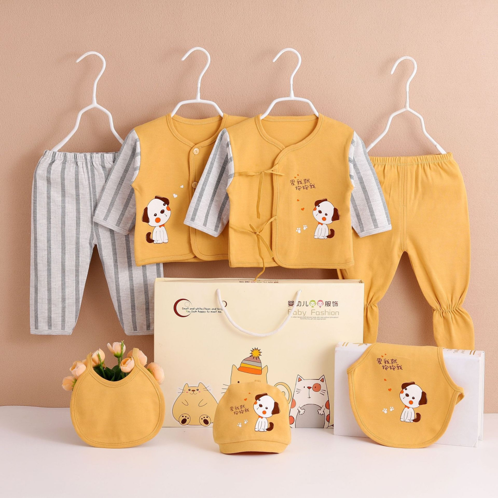 棉質新生嬰兒衣服套裝禮盒春秋冬季剛出生滿月禮物寶寶用品七件套-細節圖2