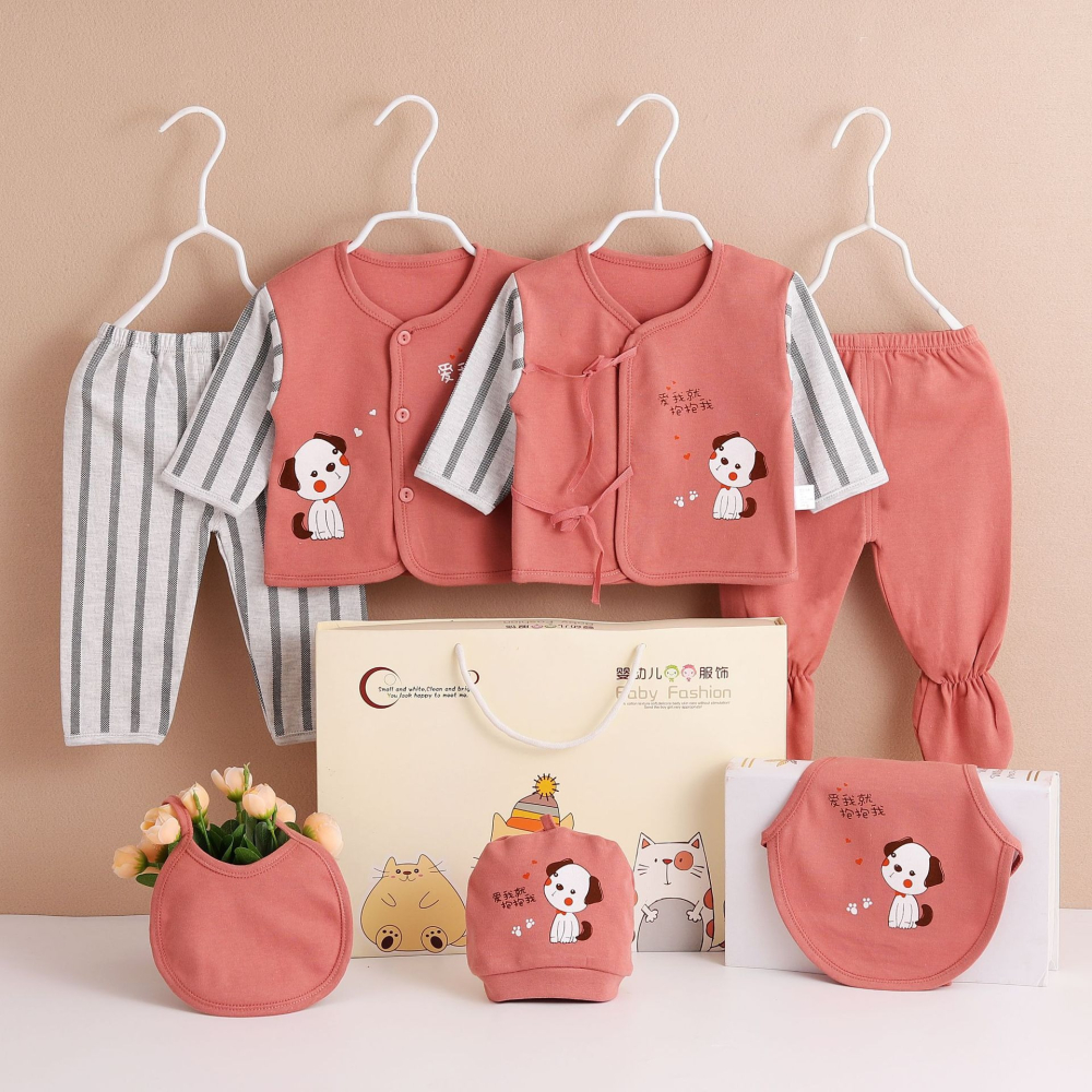 棉質新生嬰兒衣服套裝禮盒春秋冬季剛出生滿月禮物寶寶用品七件套-細節圖3