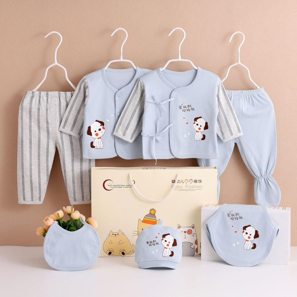 棉質新生嬰兒衣服套裝禮盒春秋冬季剛出生滿月禮物寶寶用品七件套-細節圖4