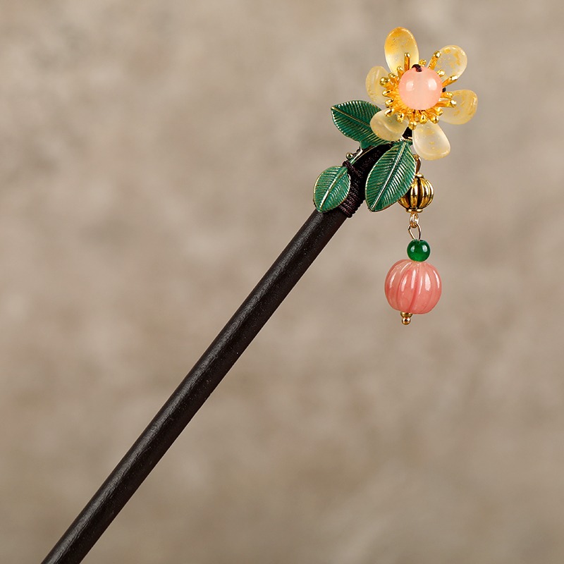 復古步搖發簪古風漢服流蘇頭飾花朵發釵古典盤發木簪子民族風發飾-細節圖3
