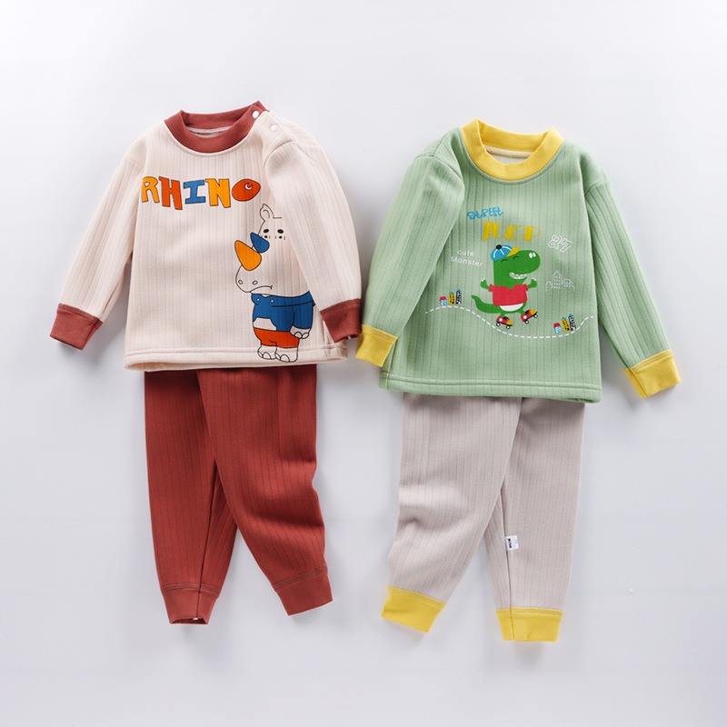 女童保暖內衣套裝3歲兒童秋裝加絨嬰兒寶寶睡衣秋冬2小童秋衣秋褲-細節圖2