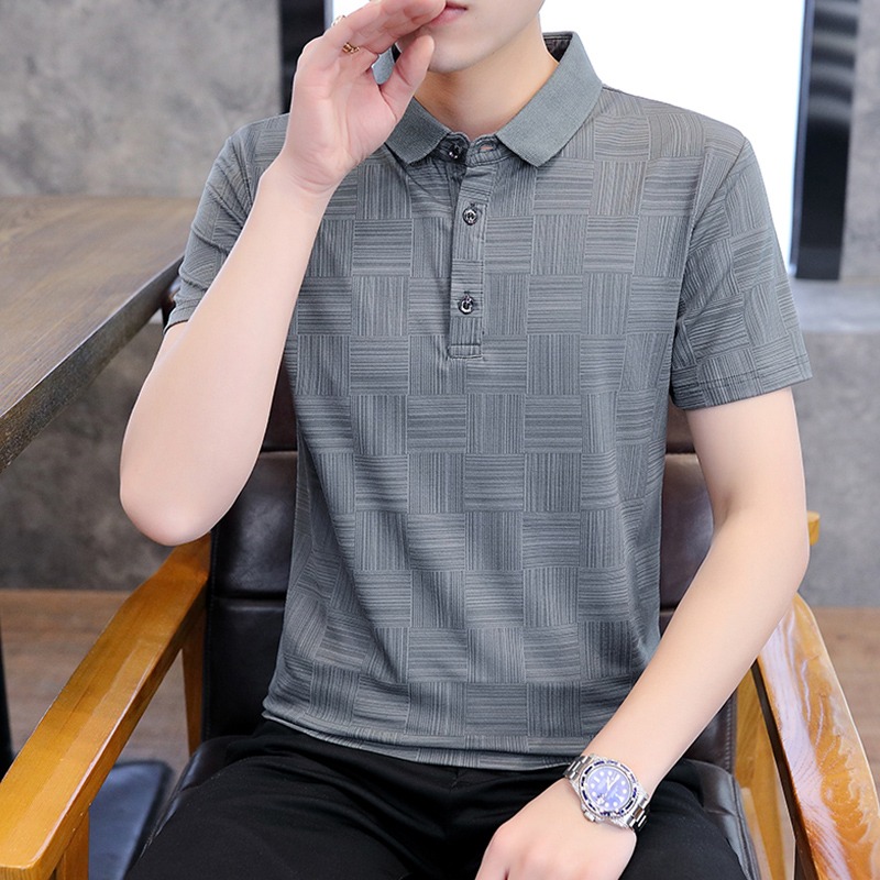 短袖男士保羅polo衫冰絲透氣薄款半袖輕商務修身襯衫翻領高端t恤-細節圖5