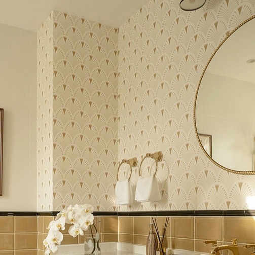 扇形半圓 簡約時尚現代背景壁紙 德國風格定製墻紙衛生間半墻壁紙-細節圖2